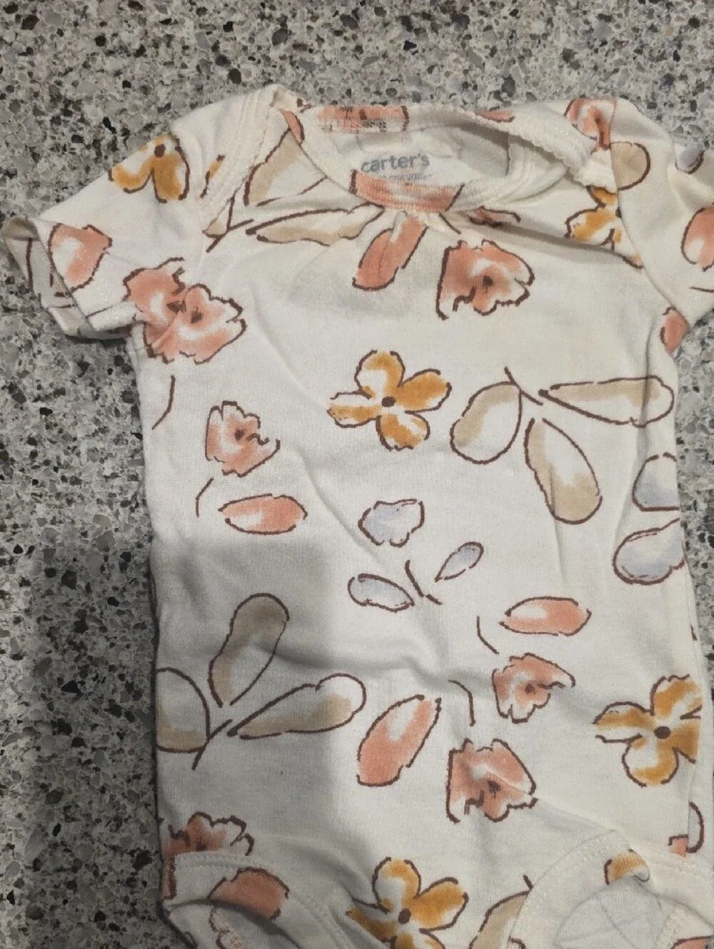 Carter's Cream Floral Print One-Piece with Peach and Mustard Accents